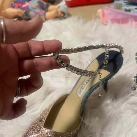 Jimmy Choo Glittering Pink and Silver Heels - Picture 1 of 8